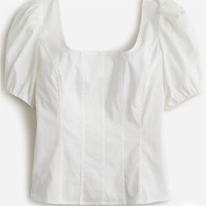Women's J Crew Square Neck Puff Sleeve Top